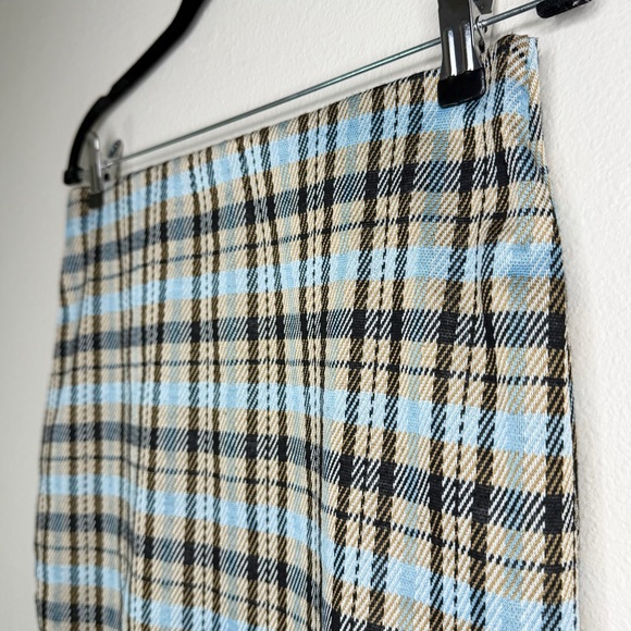 Altar'd State Blue Gold Black Plaid Stretchy Elastic Waist Mini Skirt Sz M - Picture 13 of 13
